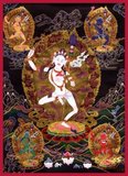 A dakini (Sanskrit: ḍākinī; Tibetan: khandroma) is a tantric deity described as a female embodiment of enlightened energy. In the Tibetan language, dakini is rendered khandroma which means 'she who traverses the sky' or 'she who moves in space'. Sometimes the term is translated poetically as 'sky dancer' or 'sky walker'.<br/><br/>

The dakini, in all her varied forms, is an important figure in Tibetan Buddhism. She is so central to the requirements for a practitioner to attain full enlightenment as a Buddha that she appears in a tantric formulation of the Buddhist Three Jewels refuge formula known as the Three Roots. Most commonly she appears as the protector, alongside a guru and yidam (enlightened being).<br/><br/>

Although dakini figures appear in Hinduism and in the Bön tradition, dakini are particularly prevalent in Vajrayana Buddhism and have been particularly conceived in Tibetan Buddhism where the dakini, generally of volatile or wrathful temperament, act somewhat as a muse for spiritual practice.<br/><br/>

Dakini are energetic beings in female form, evocative of the movement of energy in space. In this context, the sky or space indicates shunyata, the insubstantiality of all phenomena, which is, at the same time, the pure potentiality for all possible manifestations.