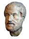 Greece: Portrait of Aristotle in pentelic marble, copy from the Imperial Period (1st or 2nd century CE) of a lost bronze sculpture made by Lysippos of Sicyon